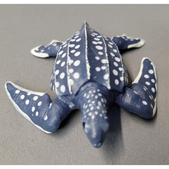 Leatherback Sea Turtle Figure Blue White Polka Dot PVC Toy Ocean Marine Life Toy - Picture 4 of 11